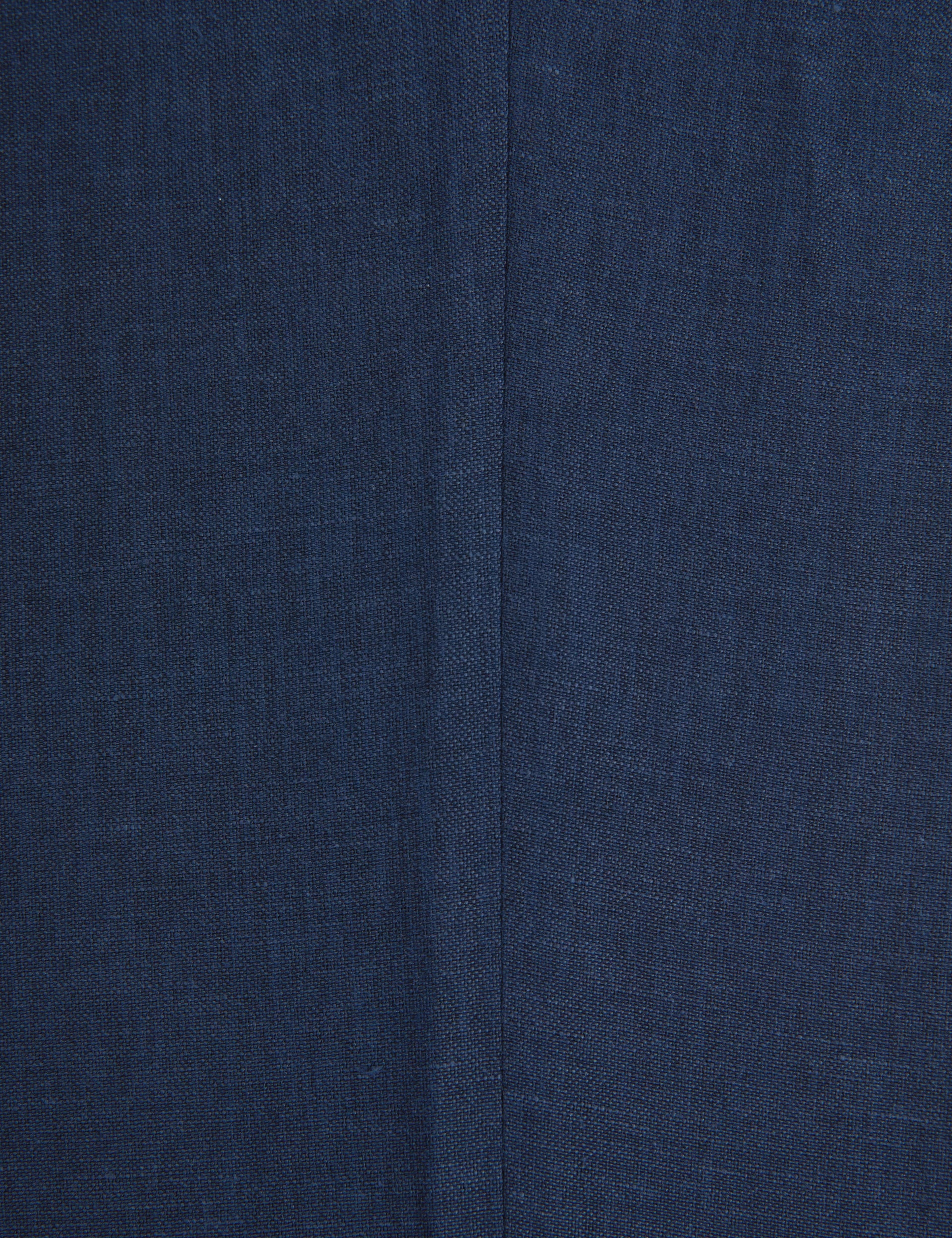 Lacivert Slim Fit Keten Karışımlı Pileli Pantolon