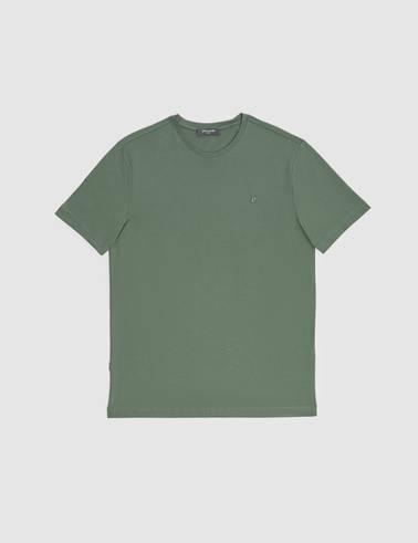 Haki Regular Fit %100 Pamuk Bisiklet Yaka Basic Tişört