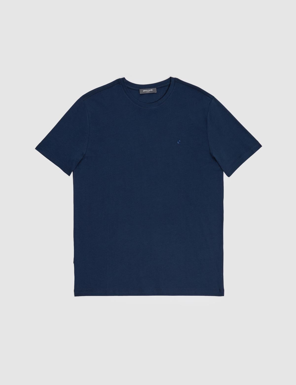 Lacivert Slim Fit %100 Pamuk Bisiklet Yaka Basic Tişört - 50325307085