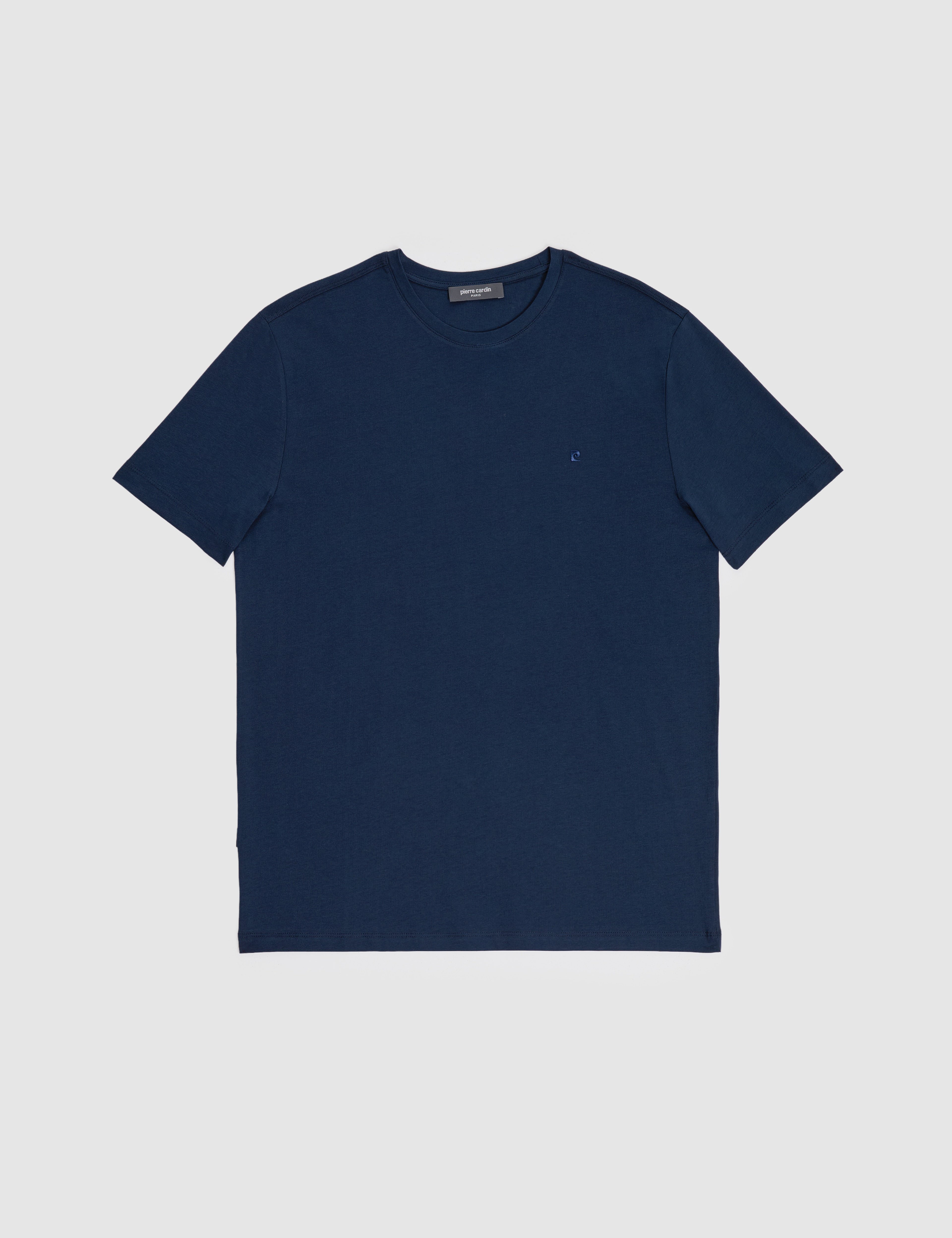 Lacivert Slim Fit %100 Pamuk Bisiklet Yaka Basic Tişört