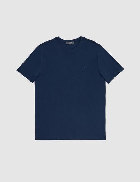 Lacivert Slim Fit %100 Pamuk Bisiklet Yaka Basic Tişört - 50325307085