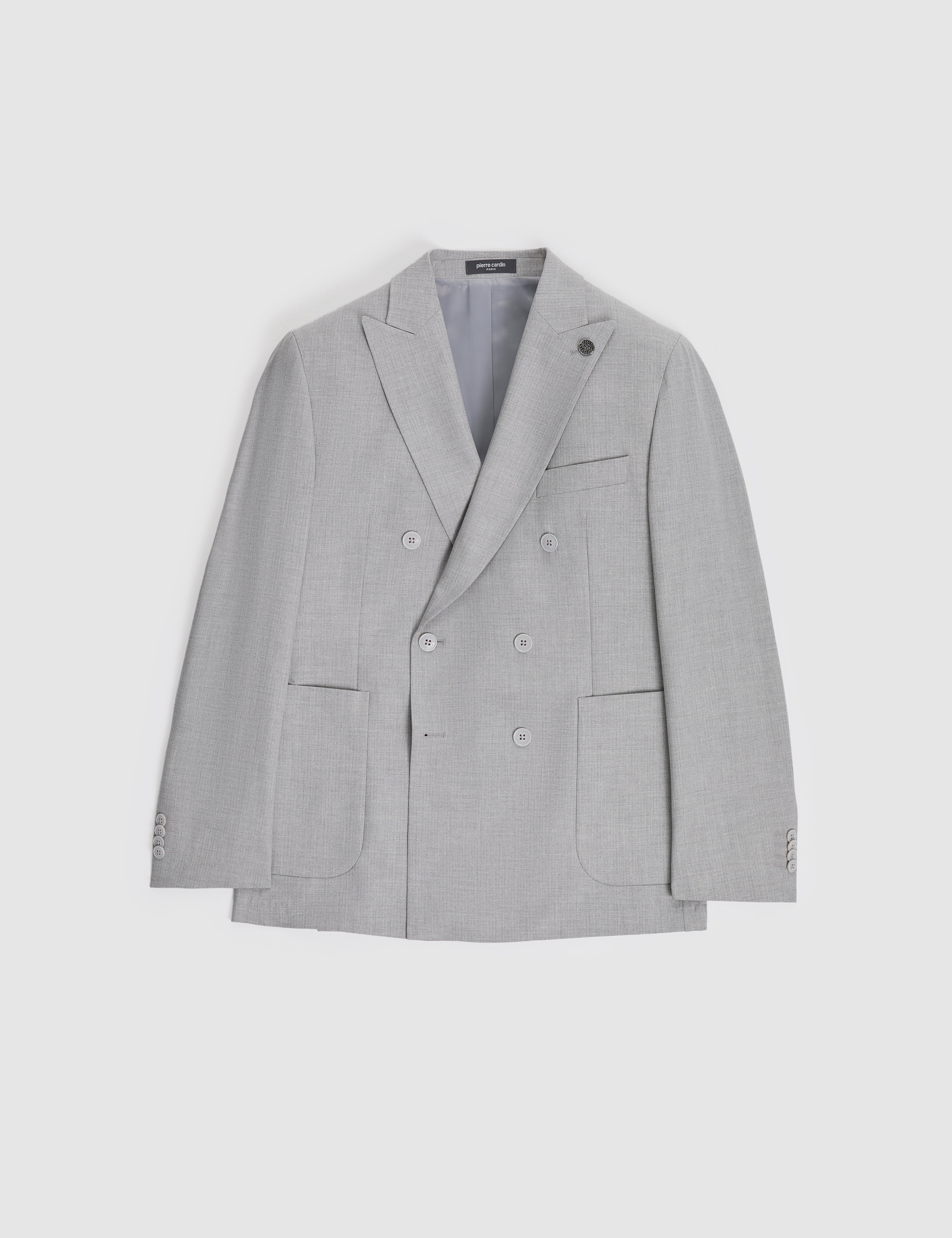 Gri Extra Slim Fit Kruvaze Takım Elbise