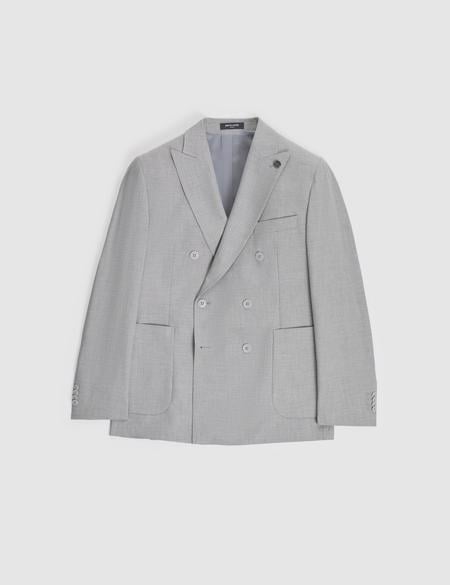 Gri Ex. Slim Fit Kruvaze Takım Elbise - 50324857011