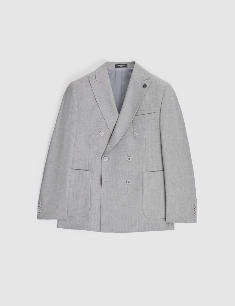 Gri Ex. Slim Fit Kruvaze Takım Elbise