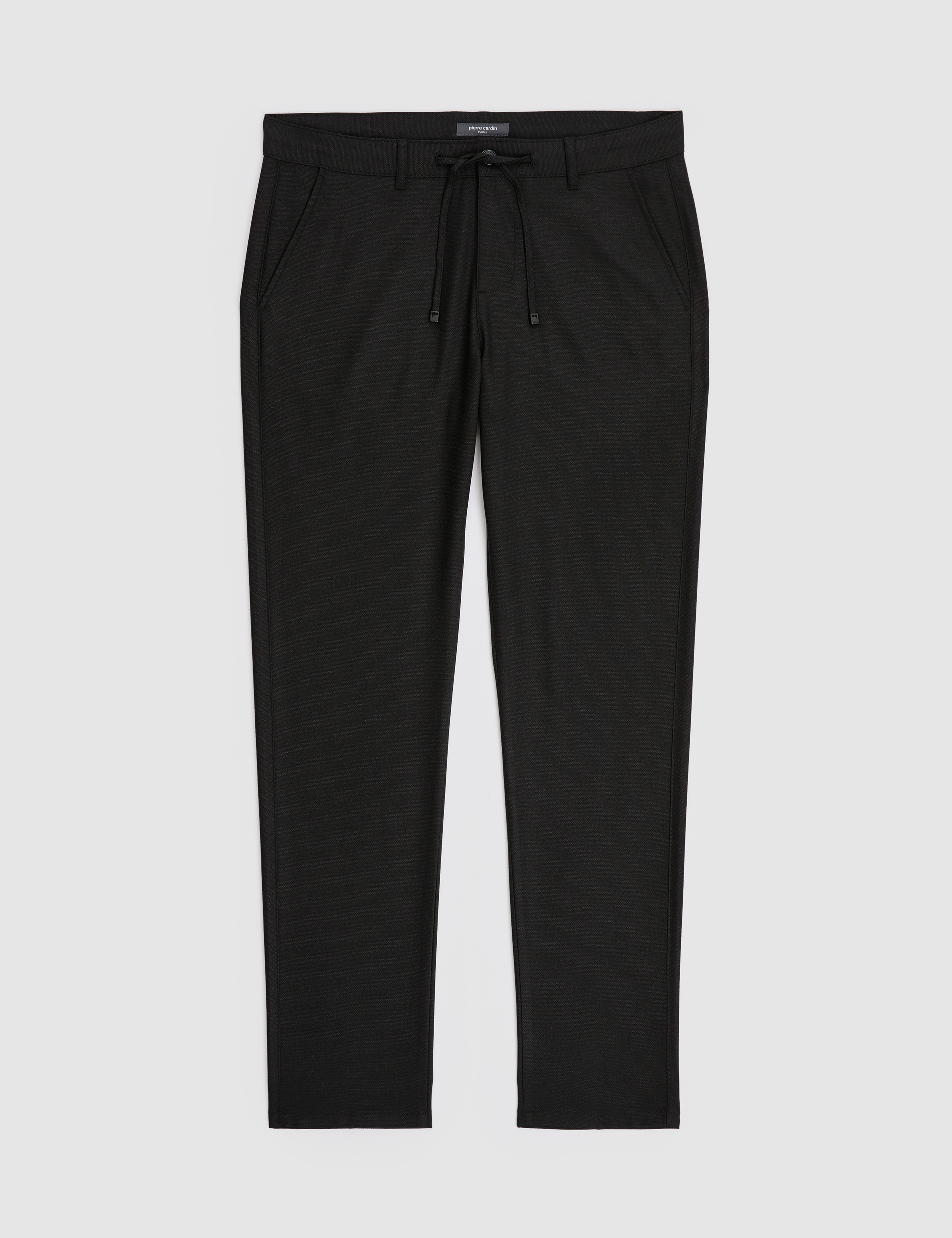 Siyah Slim Fit Beli Kordonlu Kanvas Pantolon - Image 5