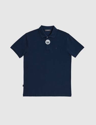 Lacivert Slim Fit %100 Pamuk Düğmeli Polo Yaka Basic Tişört