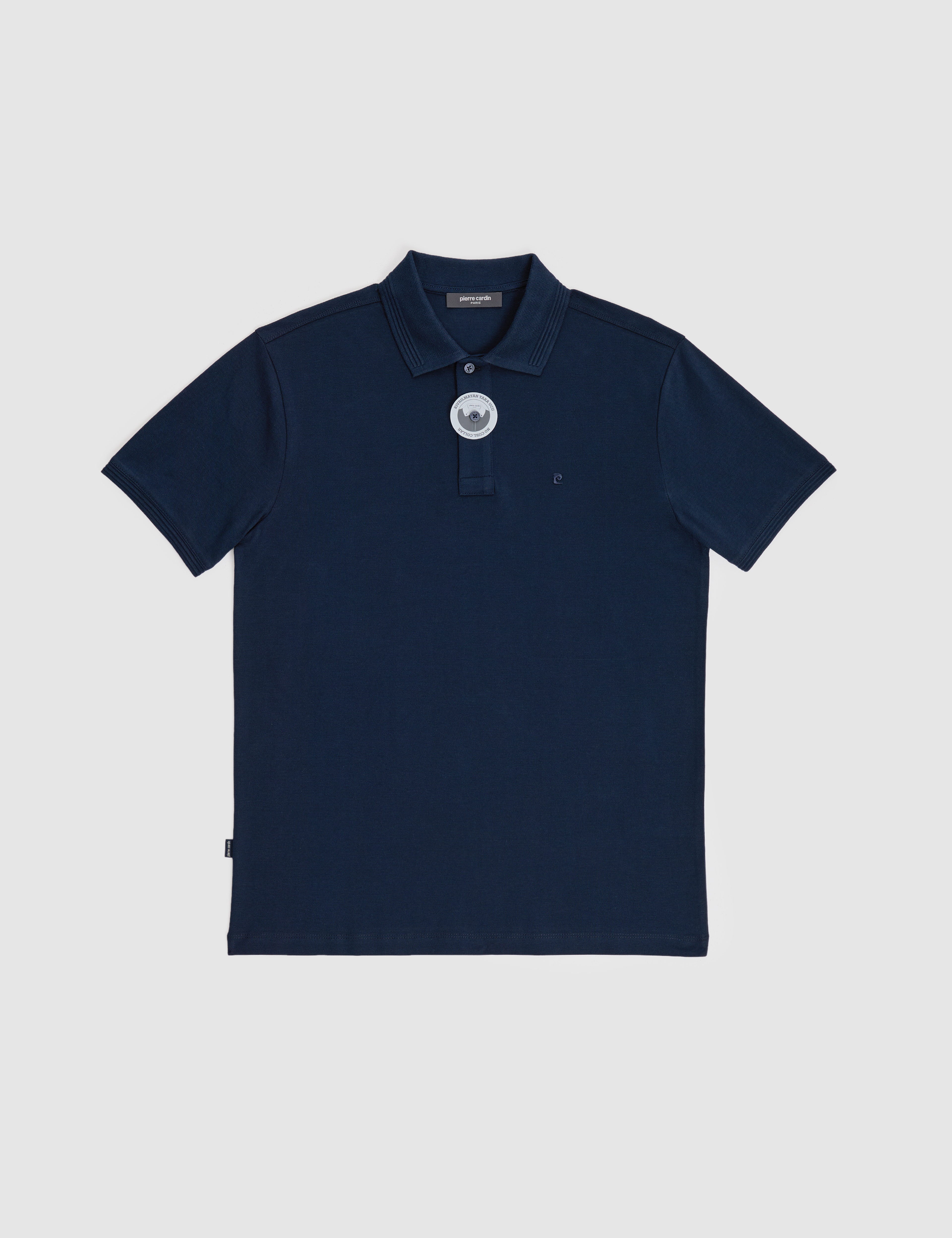 Lacivert Slim Fit %100 Pamuk Düğmeli Polo Yaka Basic Tişört - Image 6