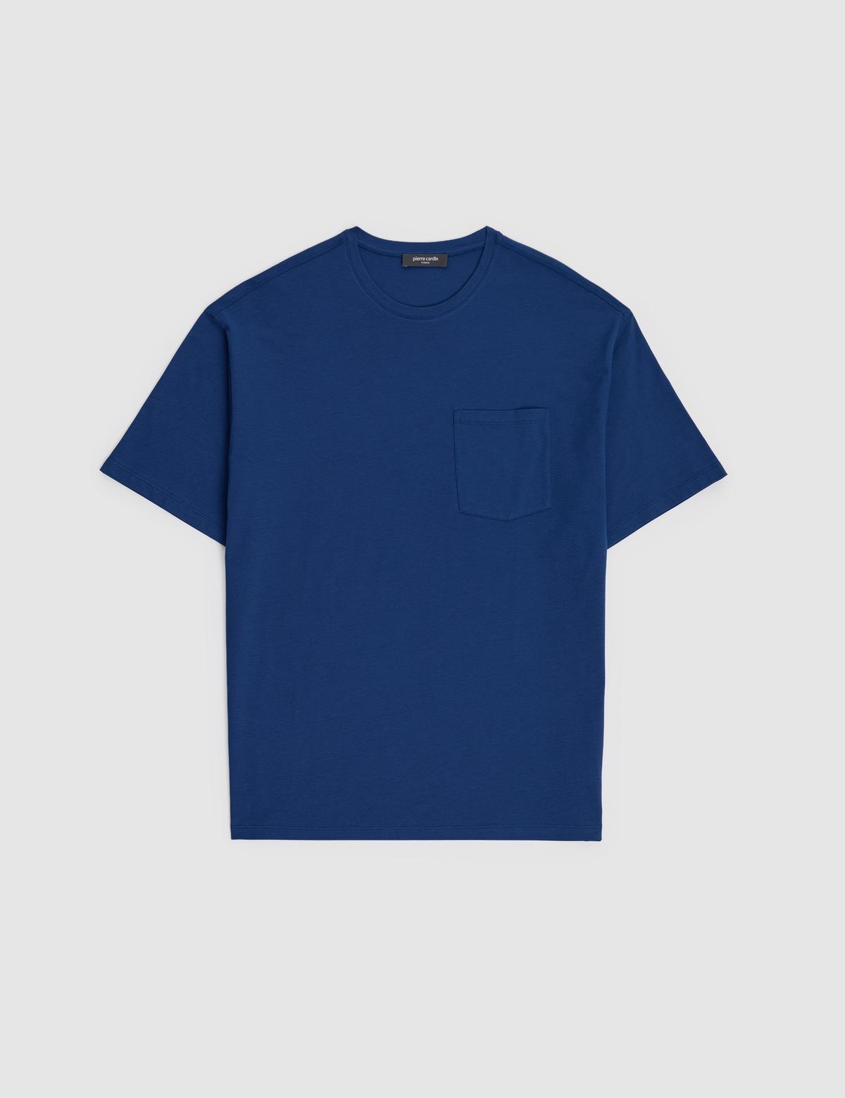 Açık Lacivert Comfort Fit %100 Pamuk Bisiklet Yaka Basic Tişört - 50325300074