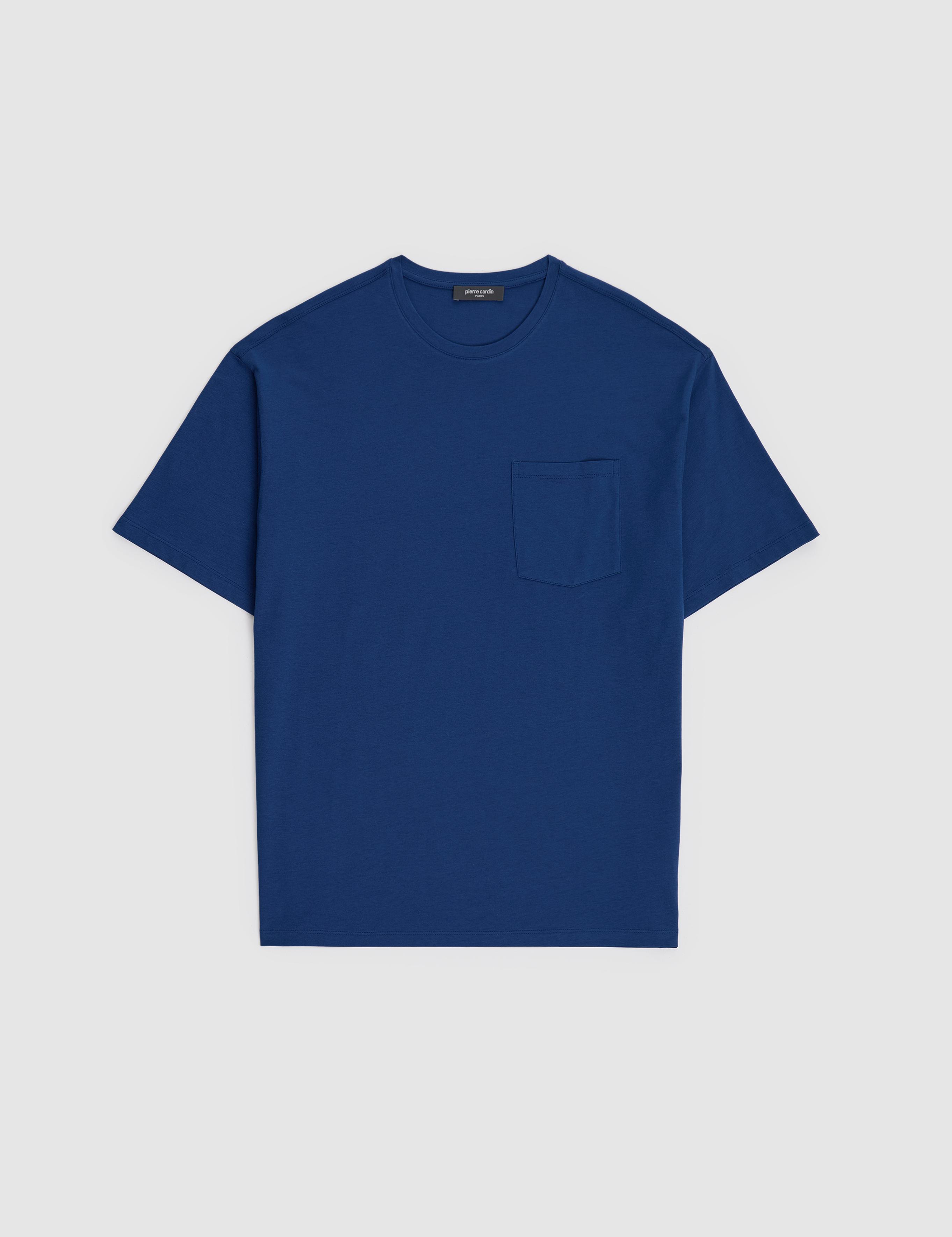 Açık Lacivert Comfort Fit %100 Pamuk Bisiklet Yaka Basic Tişört