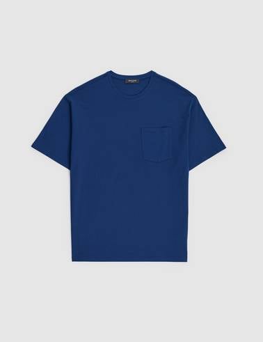 Açık Lacivert Comfort Fit %100 Pamuk Bisiklet Yaka Basic Tişört