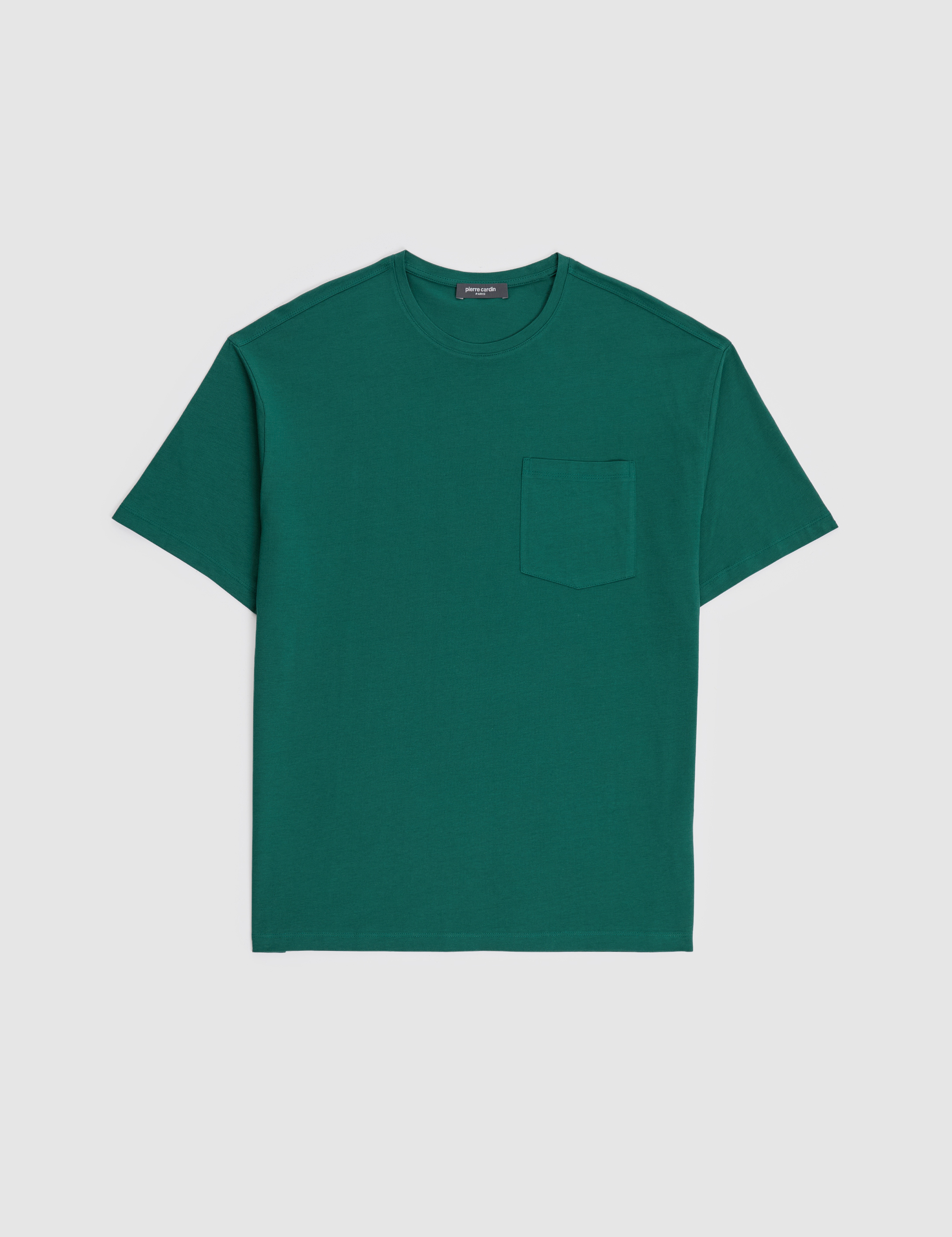 Koyu Yeşil Comfort Fit %100 Pamuk Bisiklet Yaka Basic Tişört - Image 7