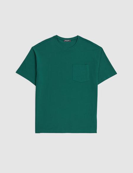 Koyu Yeşil Comfort Fit %100 Pamuk Bisiklet Yaka Basic Tişört - 50325300078