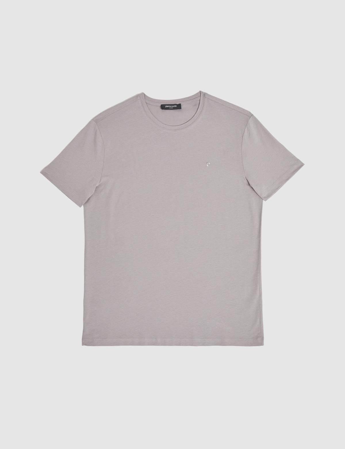 Gri Slim Fit  %100 Pamuk Bisiklet Yaka Basic Tişört - 50325307065