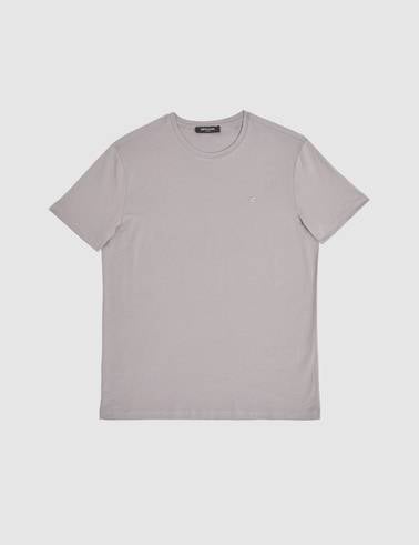 Gri Slim Fit  %100 Pamuk Bisiklet Yaka Basic Tişört