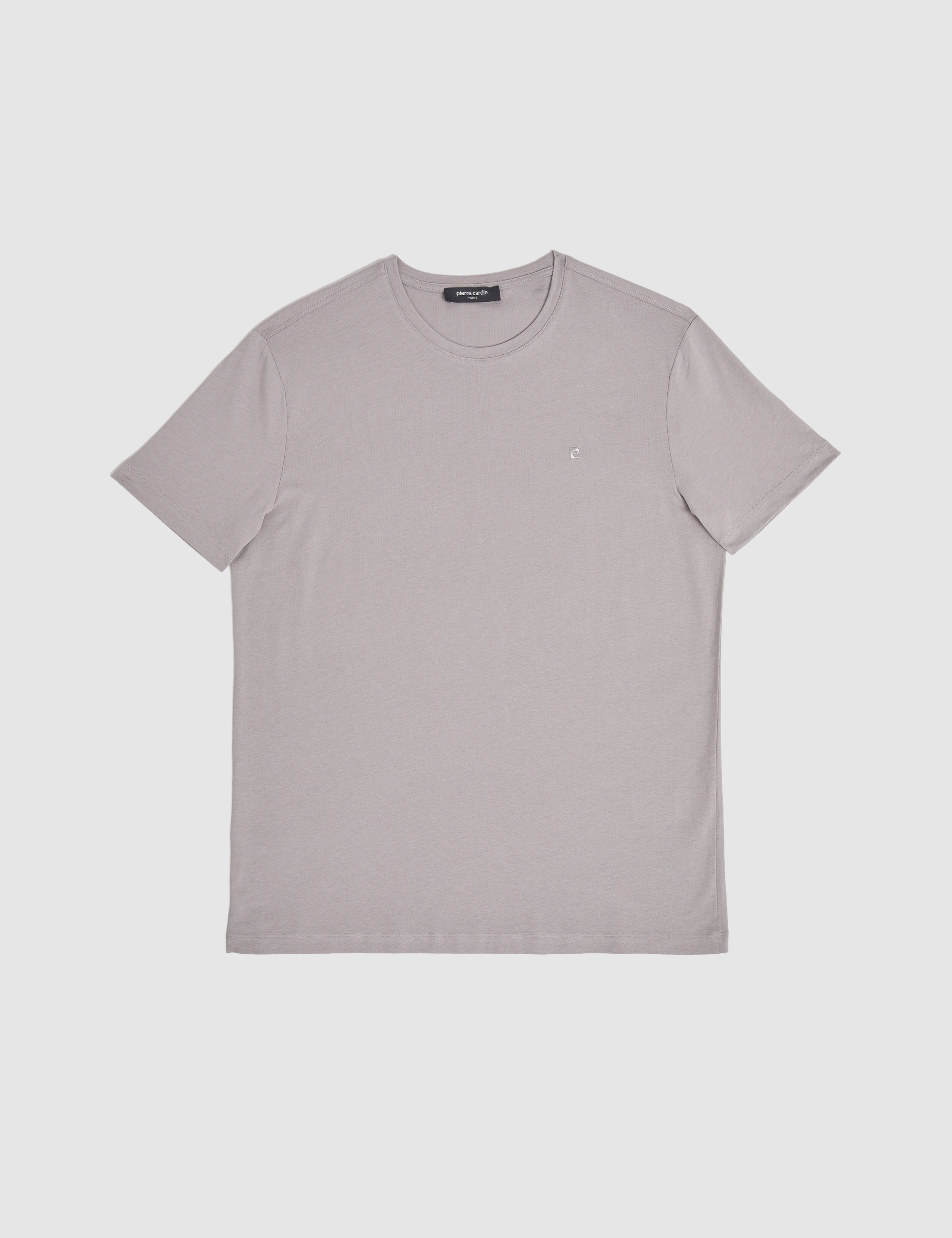 Gri Slim Fit  %100 Pamuk Bisiklet Yaka Basic Tişört