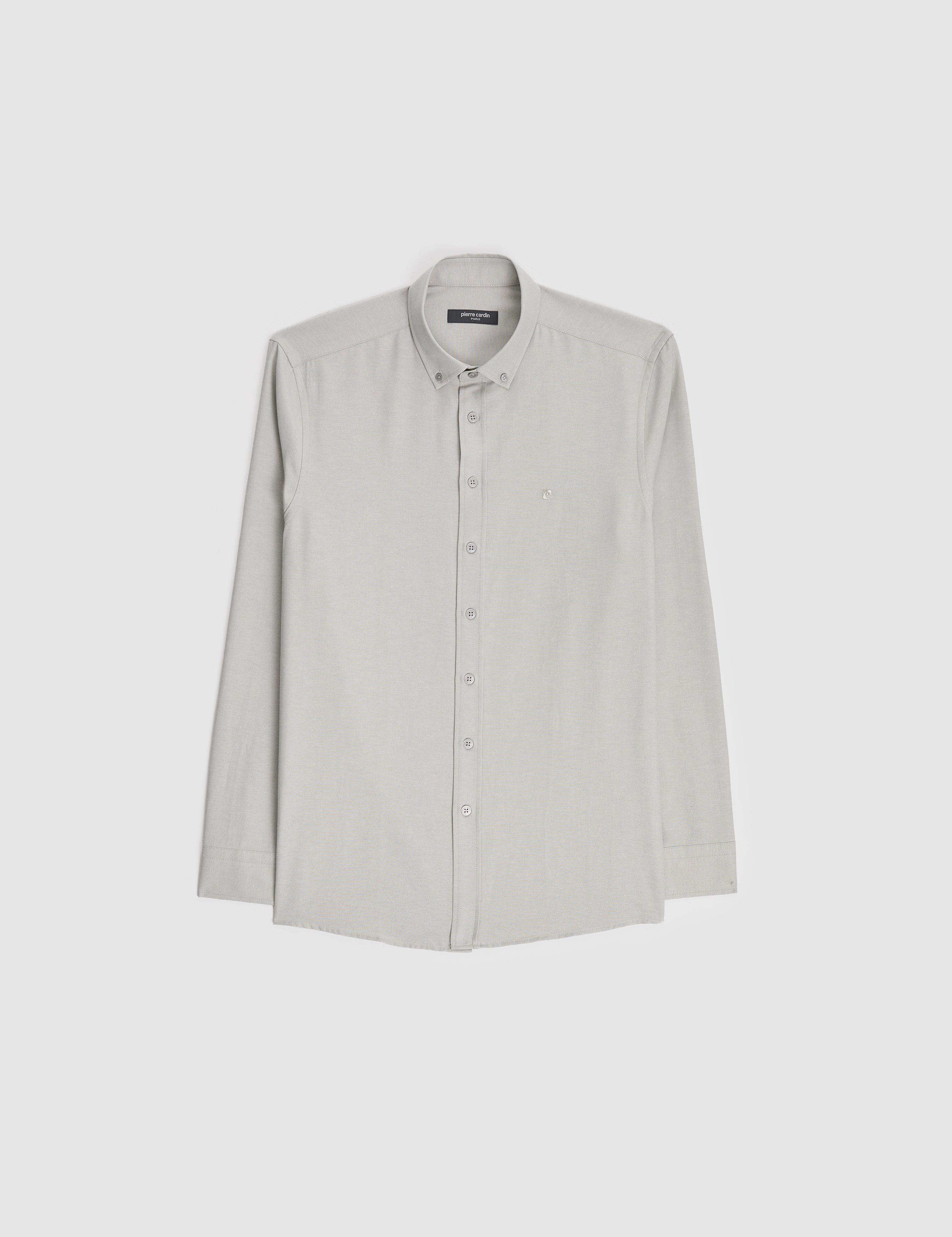 Gri Oxford Slim Fit Kolay Ütülenebilir Gömlek