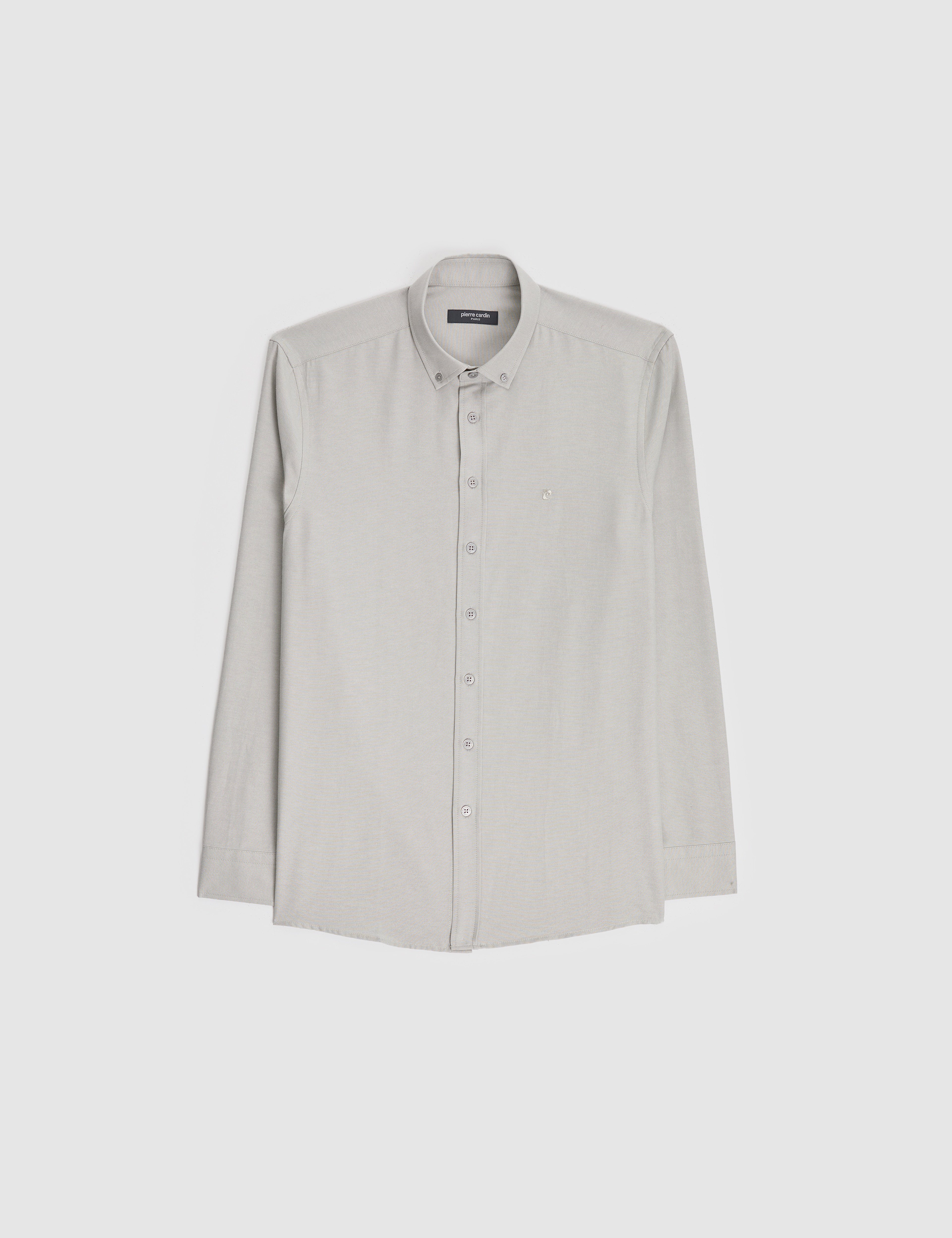 Gri Oxford Slim Fit Kolay Ütülenebilir Gömlek - Image 6