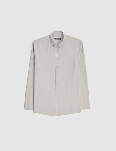 Gri Oxford Slim Fit Kolay Ütülenebilir Gömlek - 50325365064