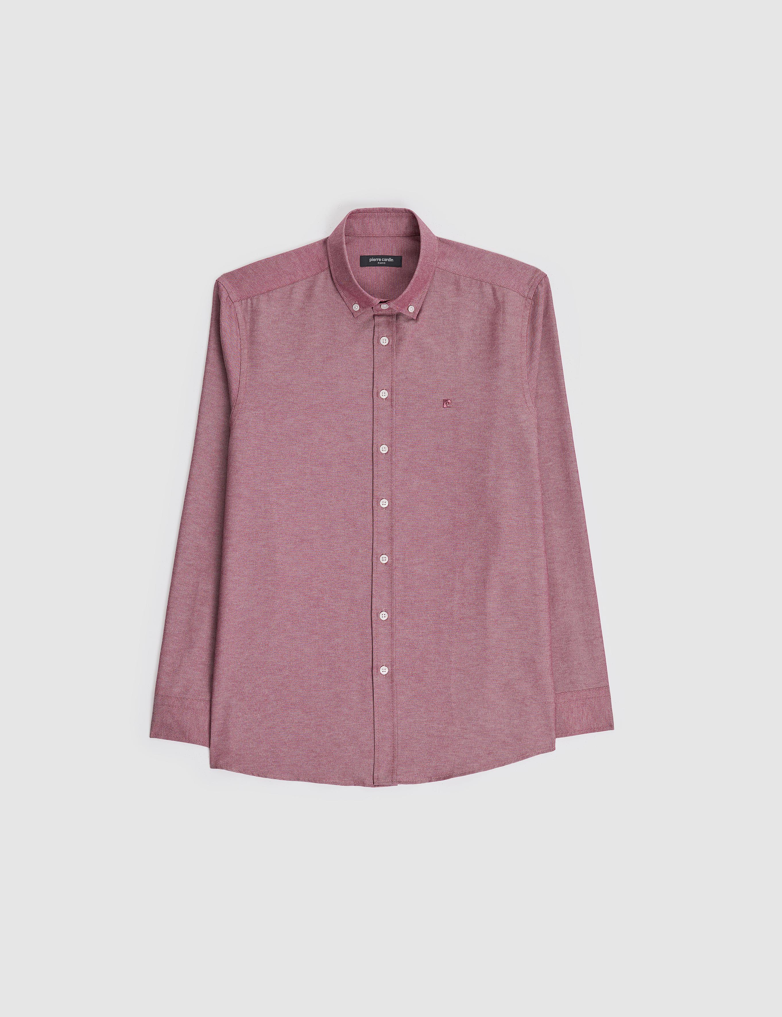 Bordo Oxford Slim Fit Kolay Ütülenebilir Gömlek
