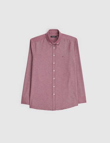 Bordo Oxford Slim Fit Kolay Ütülenebilir Gömlek