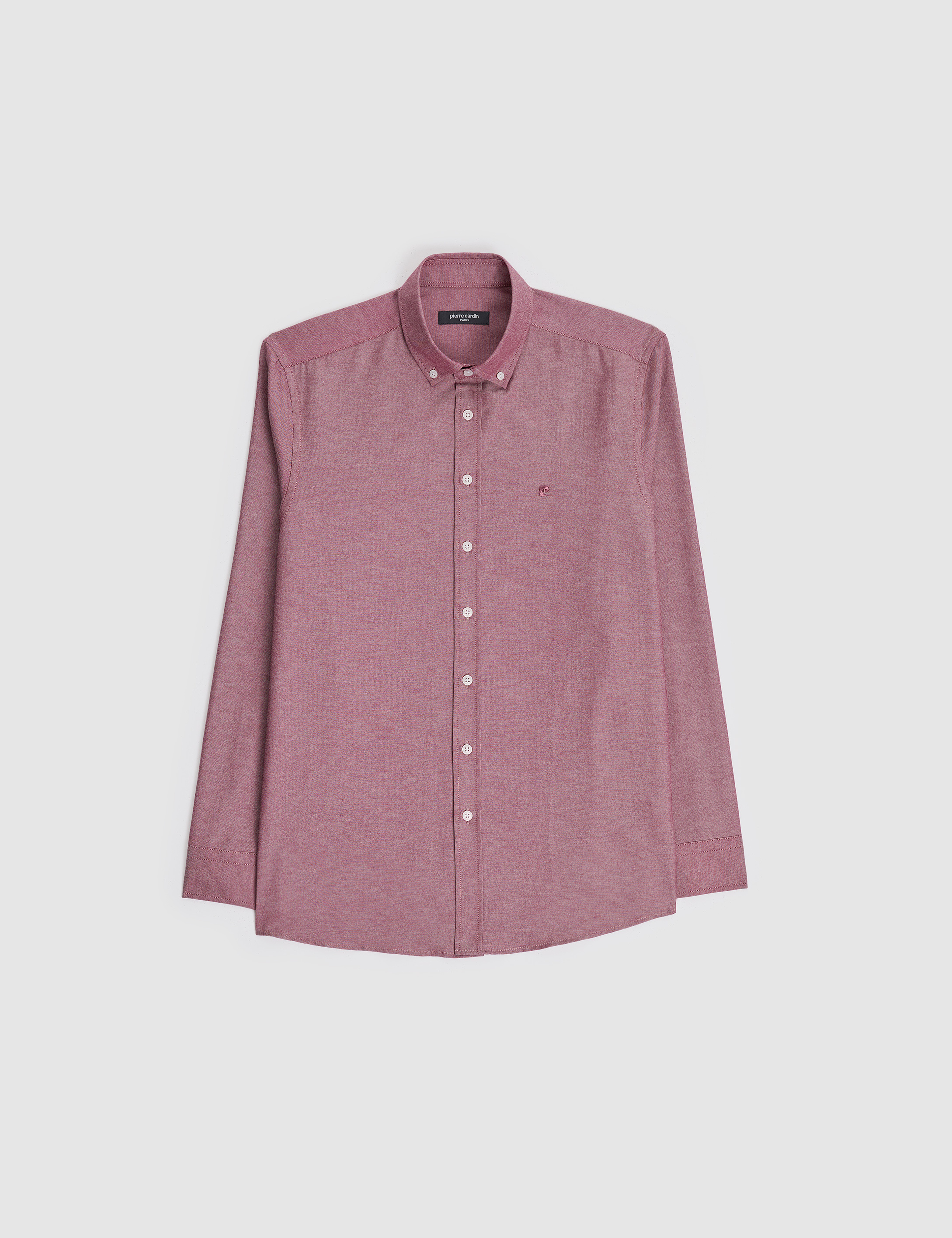 Bordo Oxford Slim Fit Kolay Ütülenebilir Gömlek - Image 6