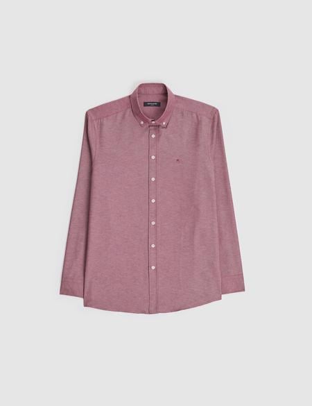 Bordo Oxford Slim Fit Kolay Ütülenebilir Gömlek - 50325365051