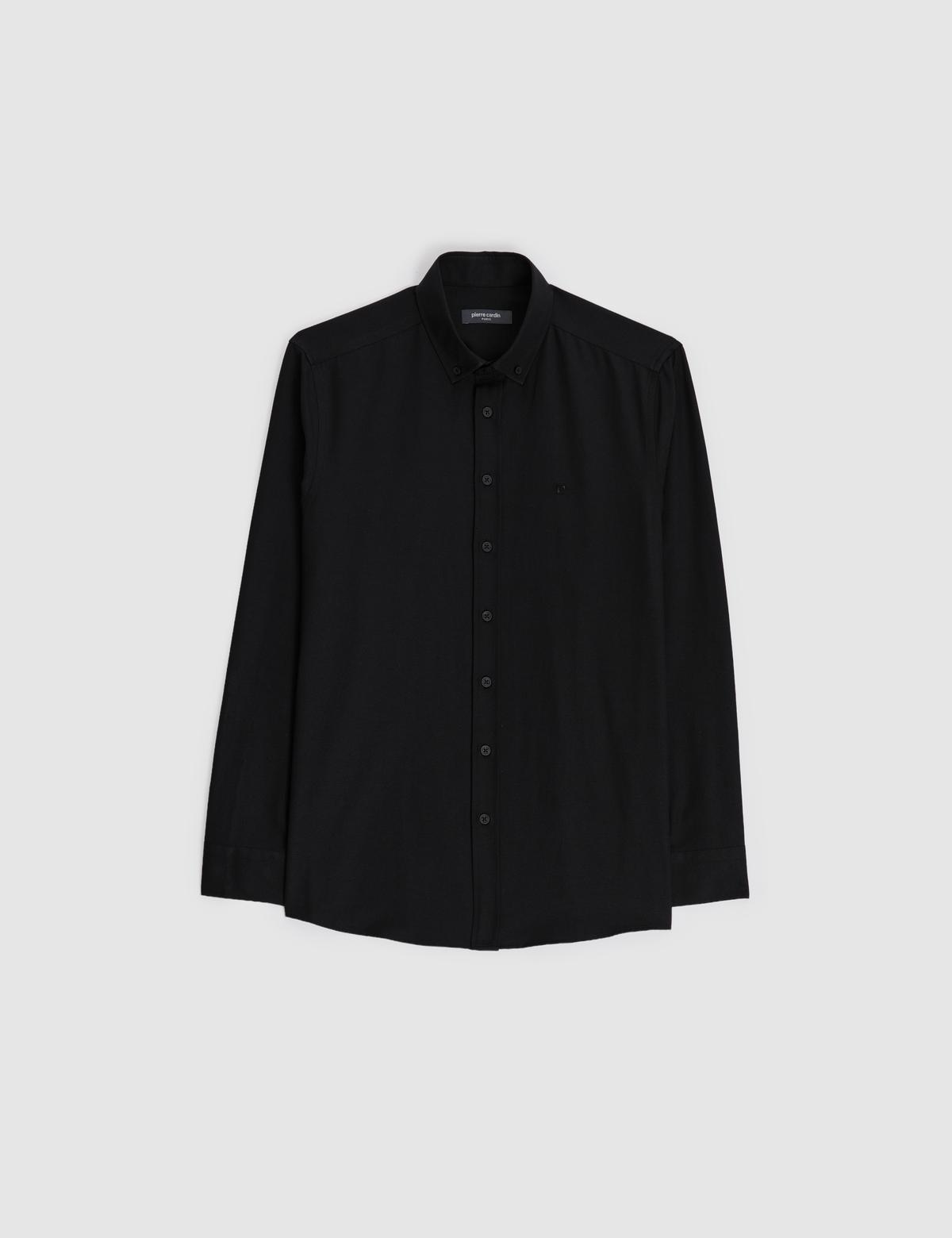 Siyah Oxford Slim Fit Kolay Ütülenebilir Gömlek - 50325365033