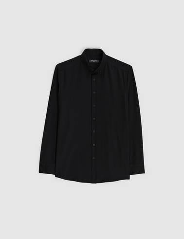 Siyah Oxford Slim Fit Kolay Ütülenebilir Gömlek
