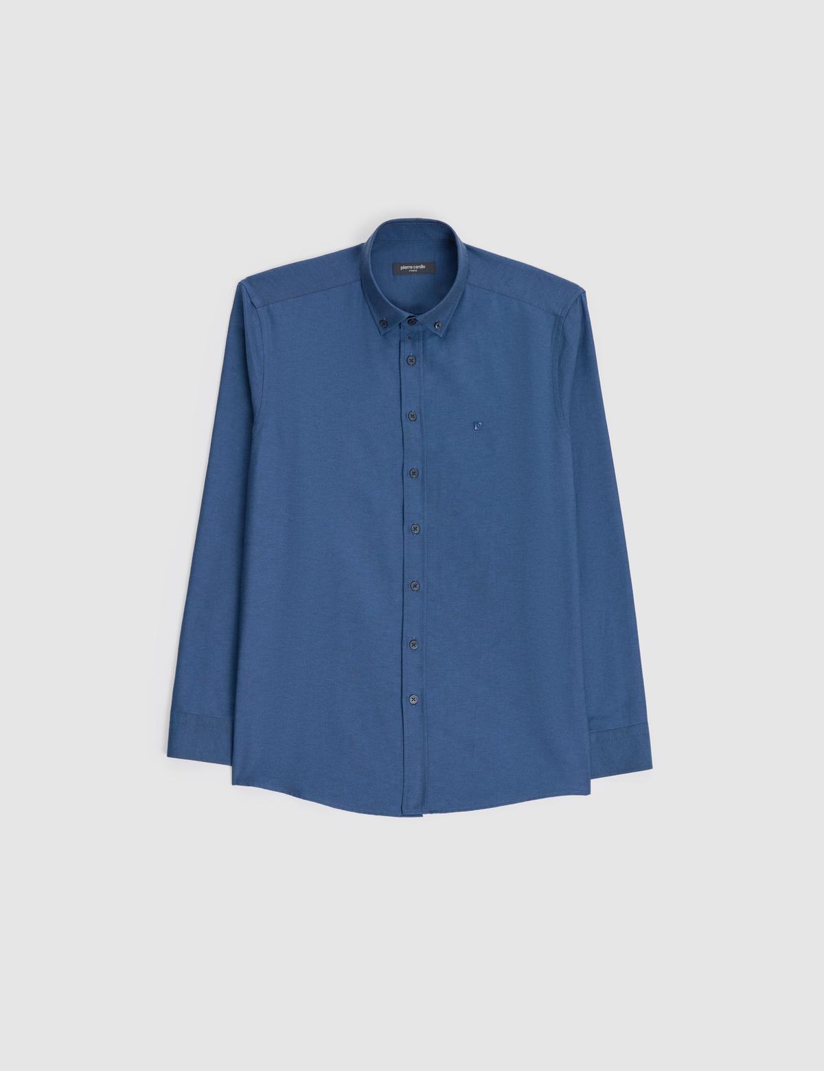 Lacivert Oxford Slim Fit Kolay Ütülenebilir Gömlek - 50325365025