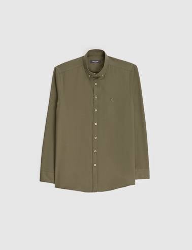 Haki Oxford Slim Fit Kolay Ütülenebilir Gömlek