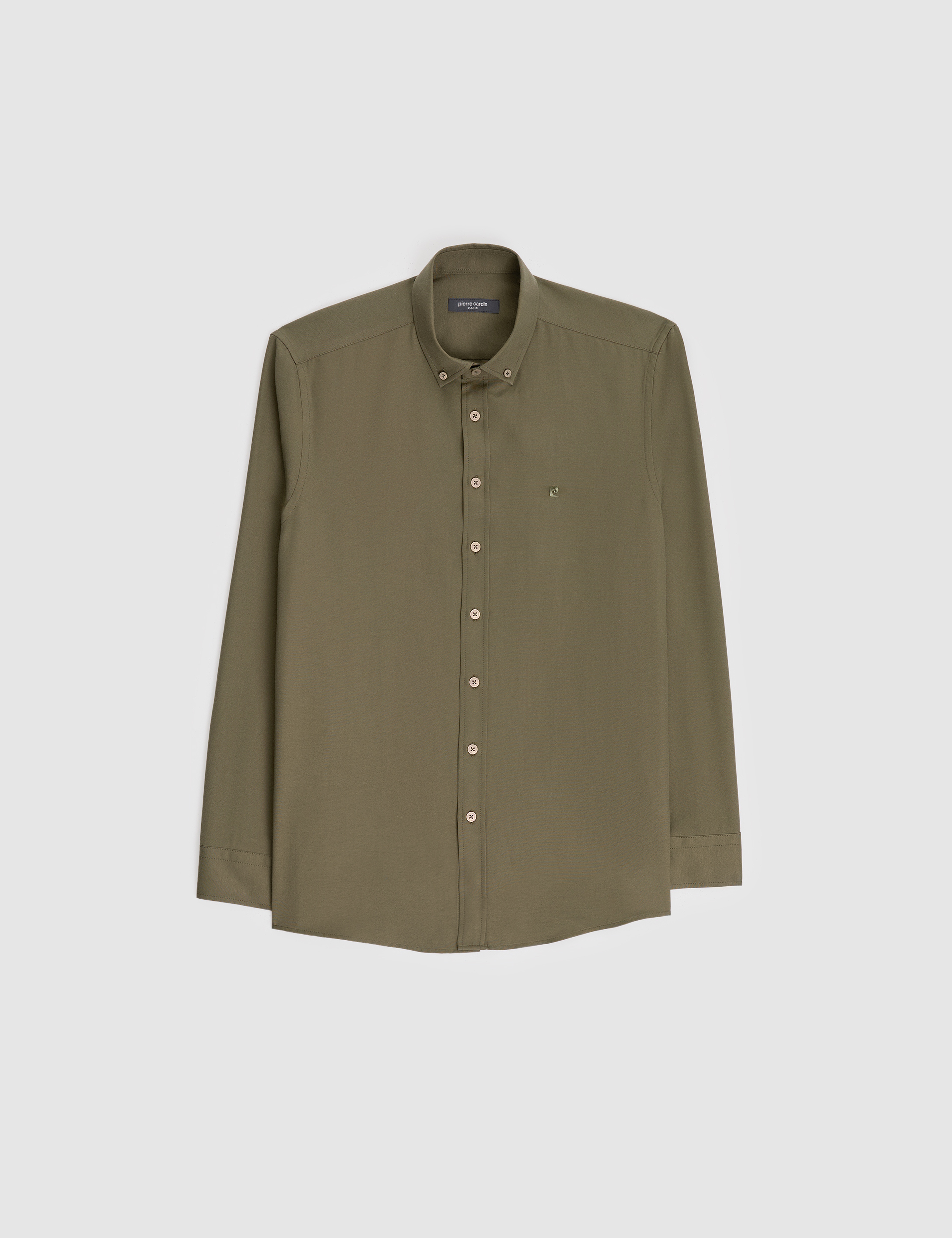 Haki Oxford Slim Fit Kolay Ütülenebilir Gömlek