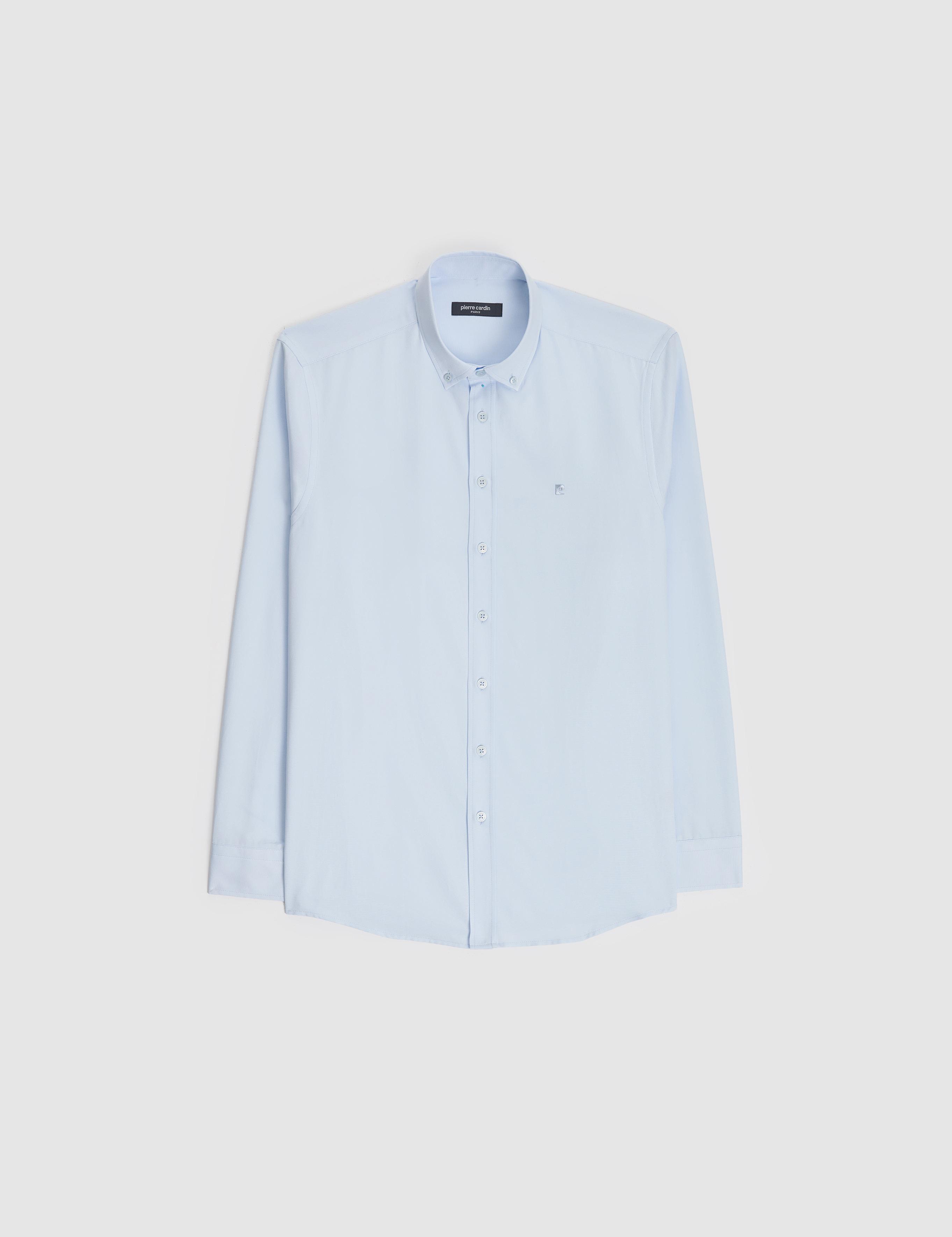 Açık Mavi Oxford Slim Fit Kolay Ütülenebilir Gömlek