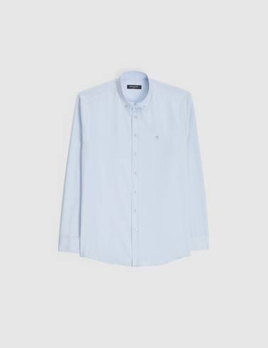 Açık Mavi Oxford Slim Fit Kolay Ütülenebilir Gömlek