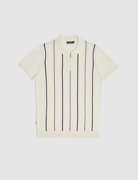 Ekru Slim Fit Polo Yaka Fermuarlı Triko Tişört - 50325075009