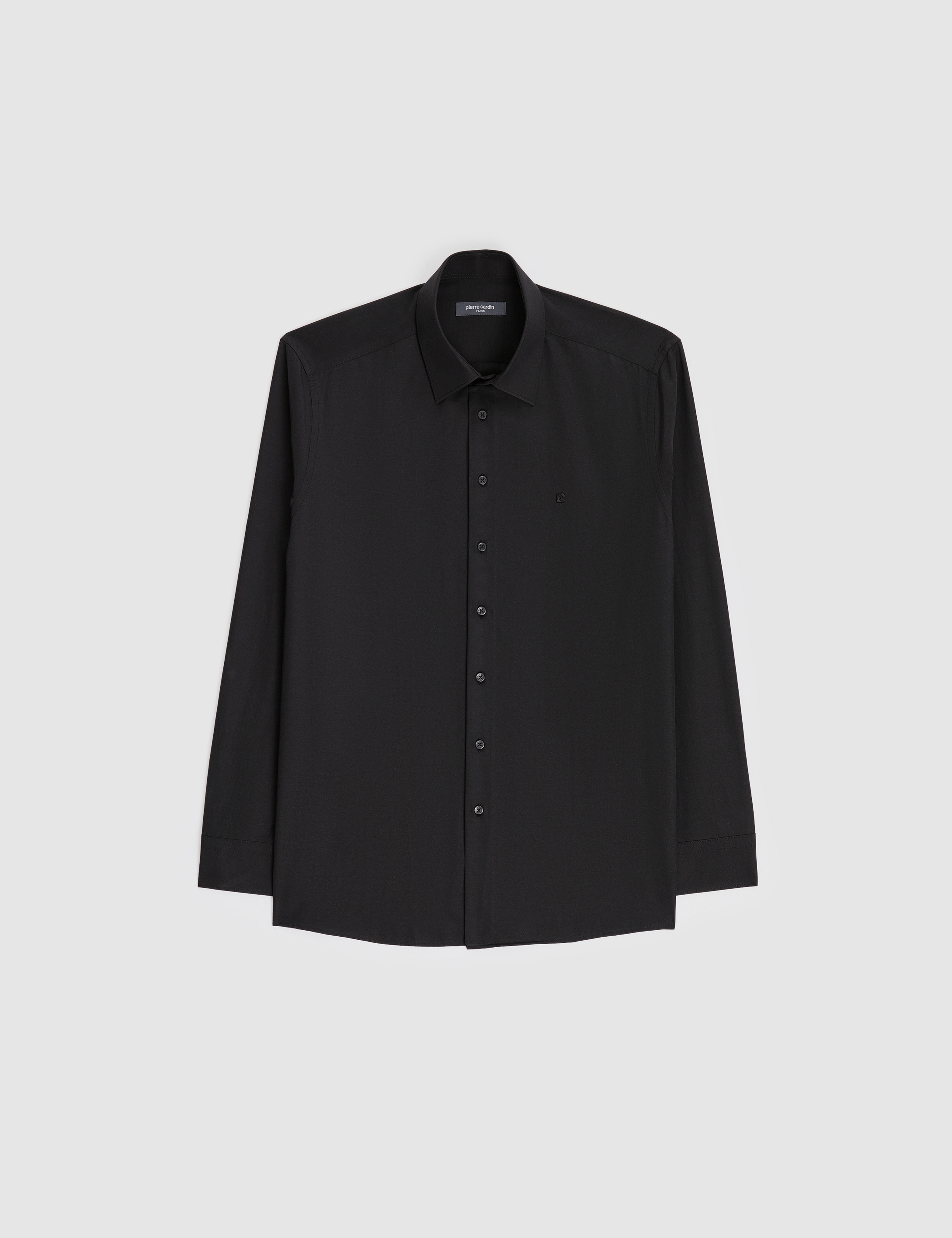 Siyah Regular Fit Uzun Kollu Basic Gömlek - Image 6
