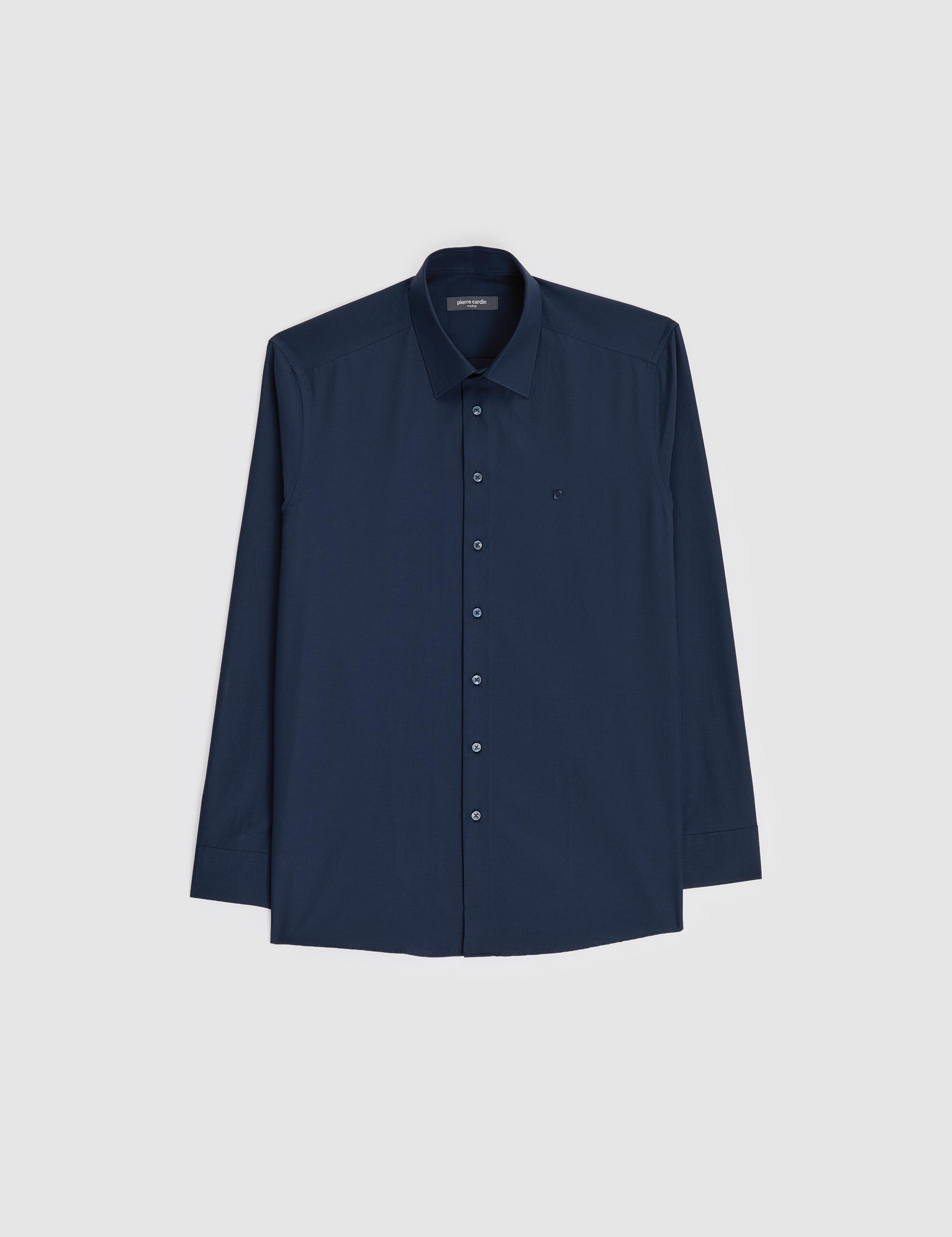 Lacivert Regular Fit Uzun Kollu Basic Gömlek
