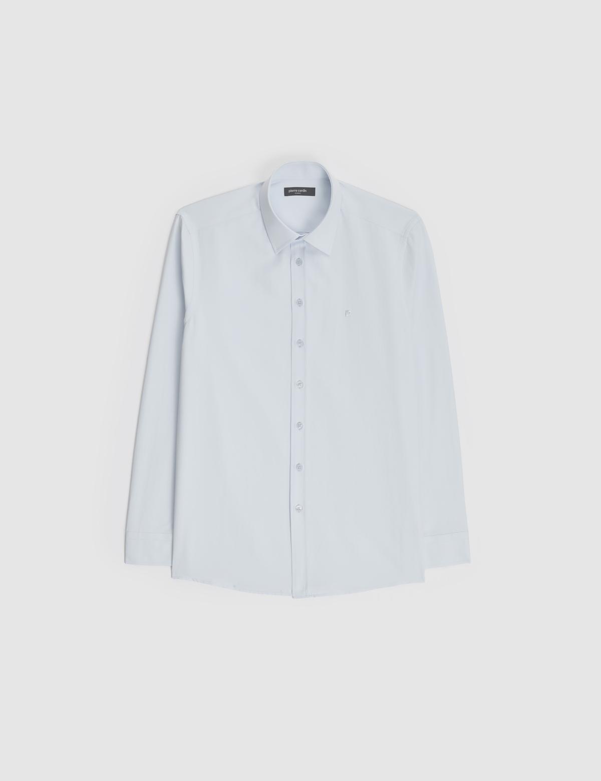 Açık Mavi Slim Fit Armürlü Uzun Kollu Gömlek - 50325354010