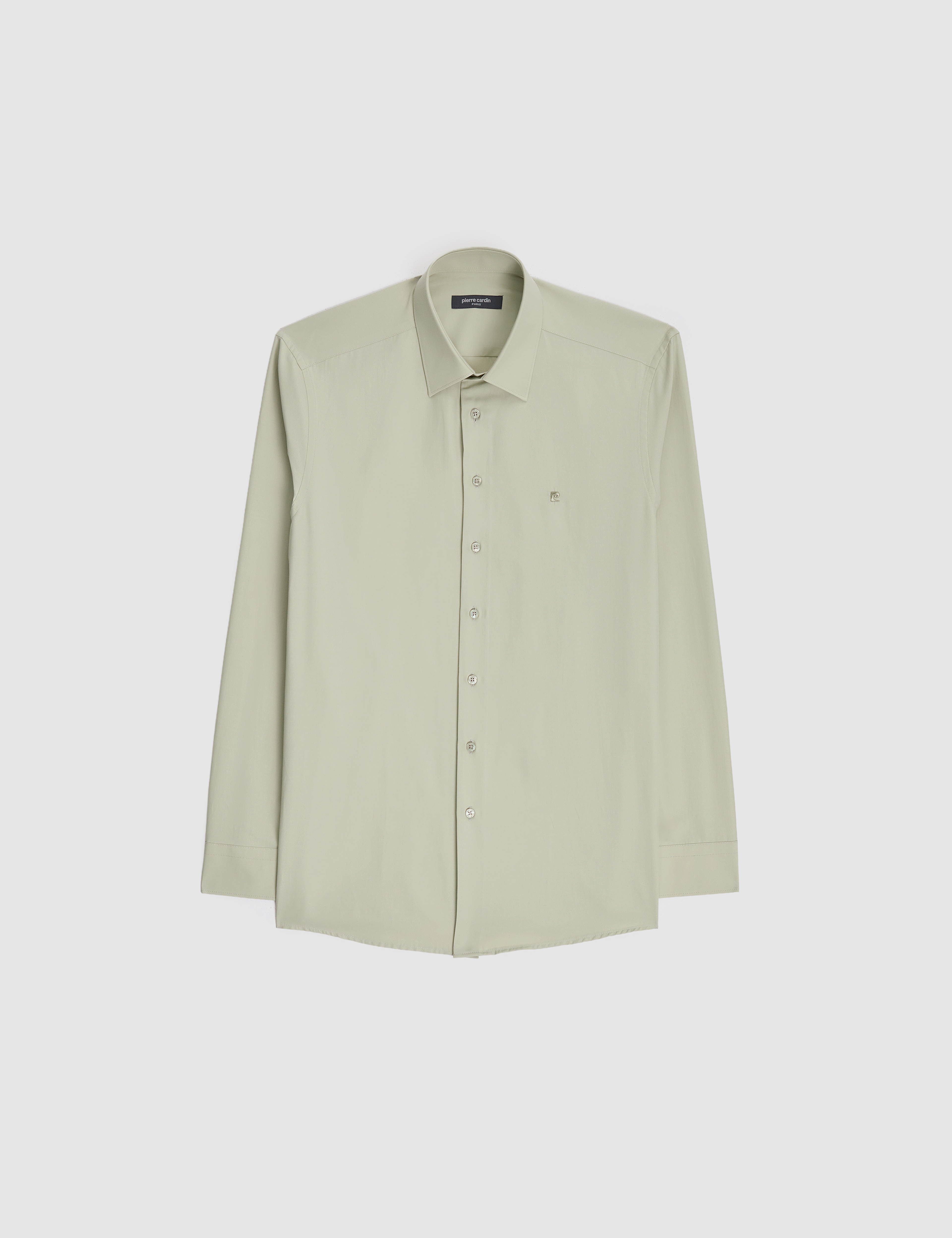 Yeşil Slim Fit Uzun Kollu Basic Gömlek