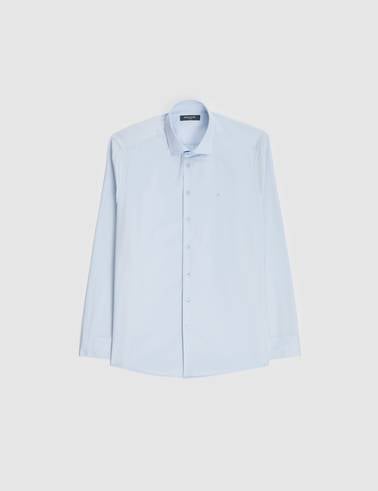 Açık Mavi İtalyan Yaka Slim Fit Basic Gömlek