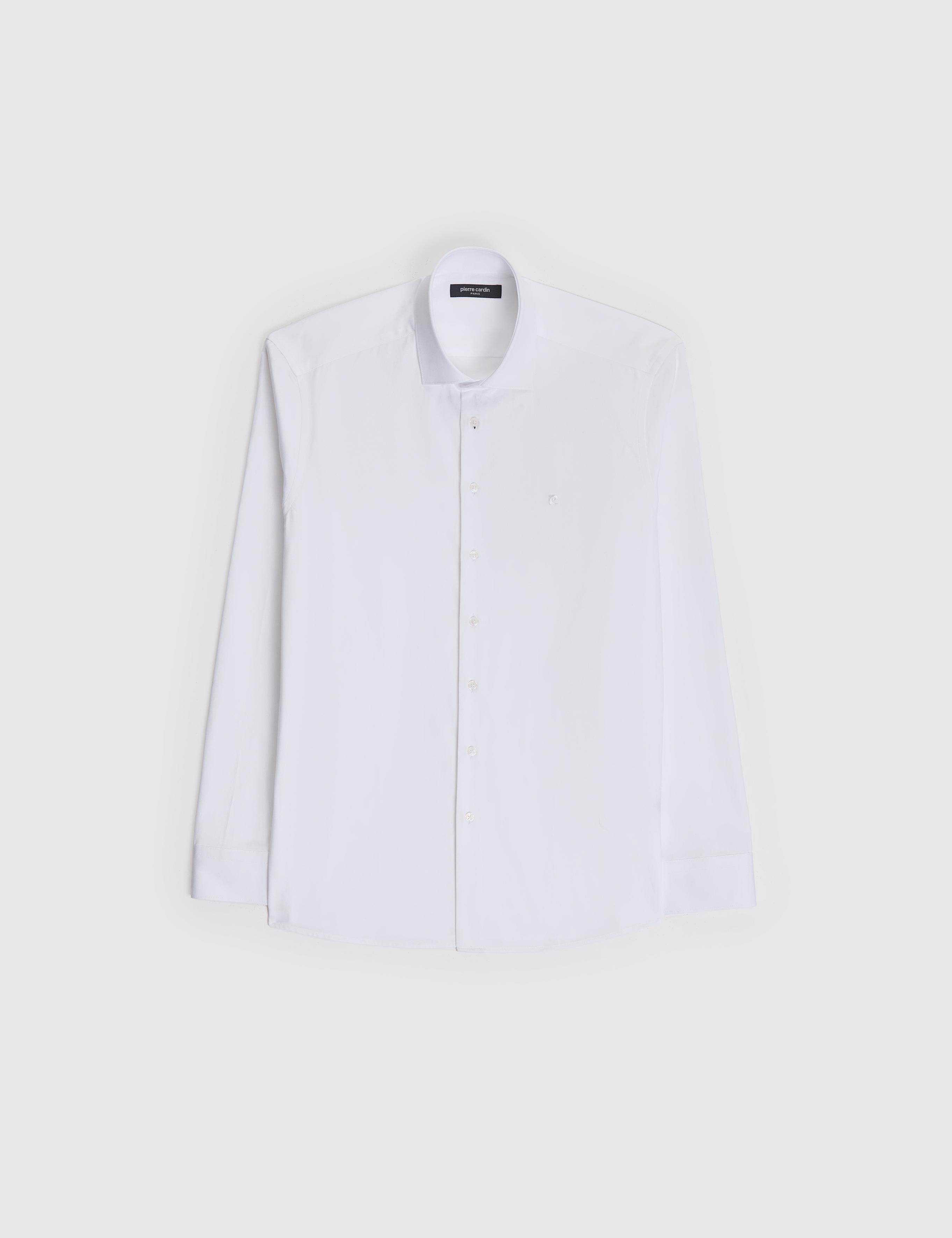 Beyaz İtalyan Yaka Slim Fit Basic Gömlek