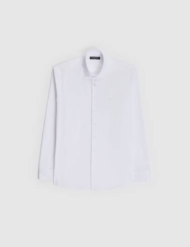 Beyaz İtalyan Yaka Slim Fit Basic Gömlek
