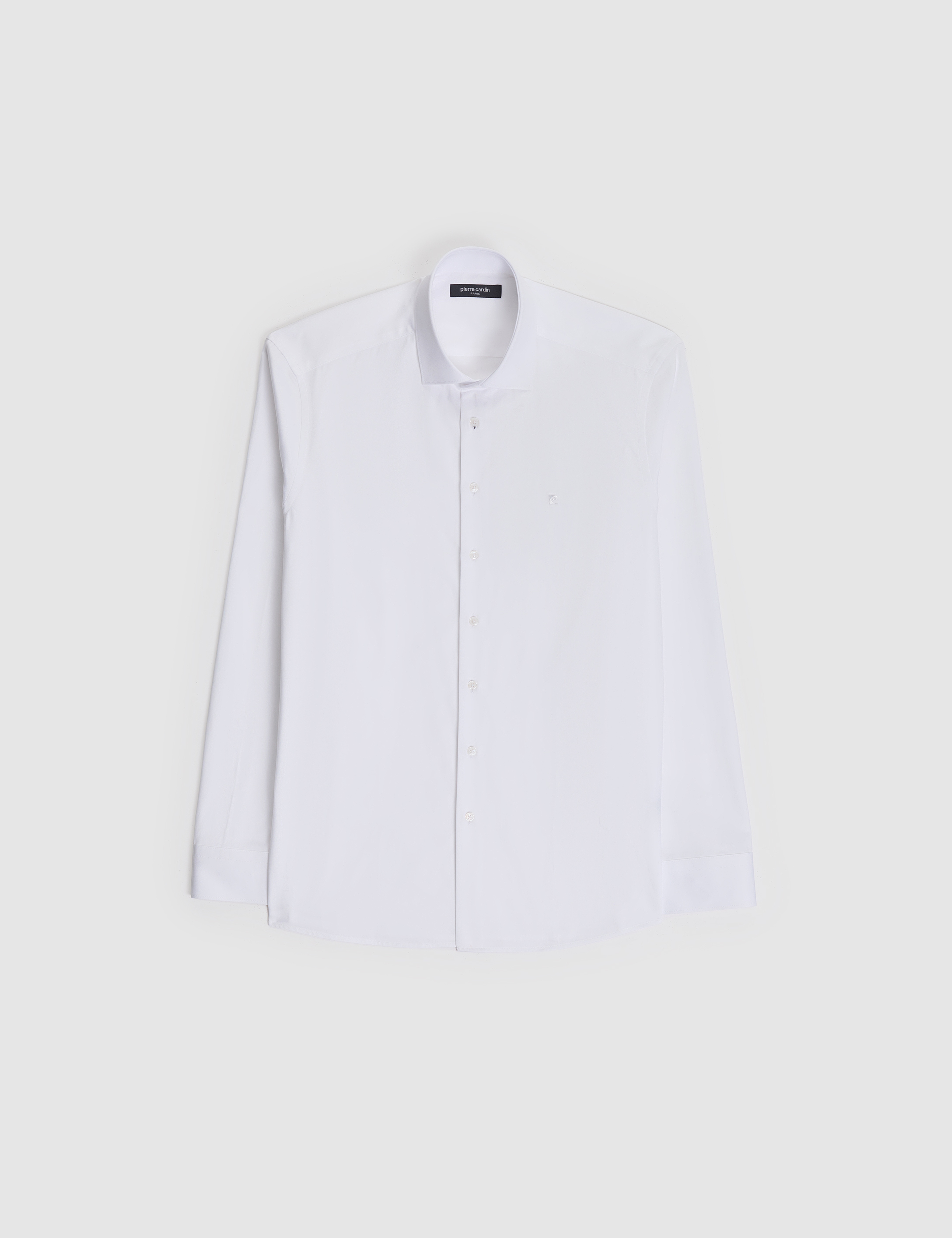 Beyaz İtalyan Yaka Slim Fit Basic Gömlek - Image 6