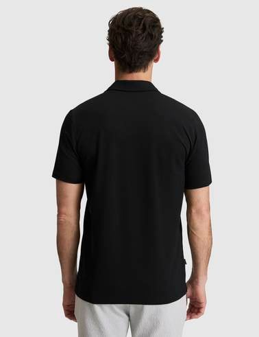 Siyah Regular Fit Düğmeli Polo Yaka Tişört