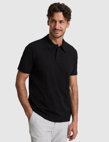 Siyah Regular Fit Düğmeli Polo Yaka Tişört
