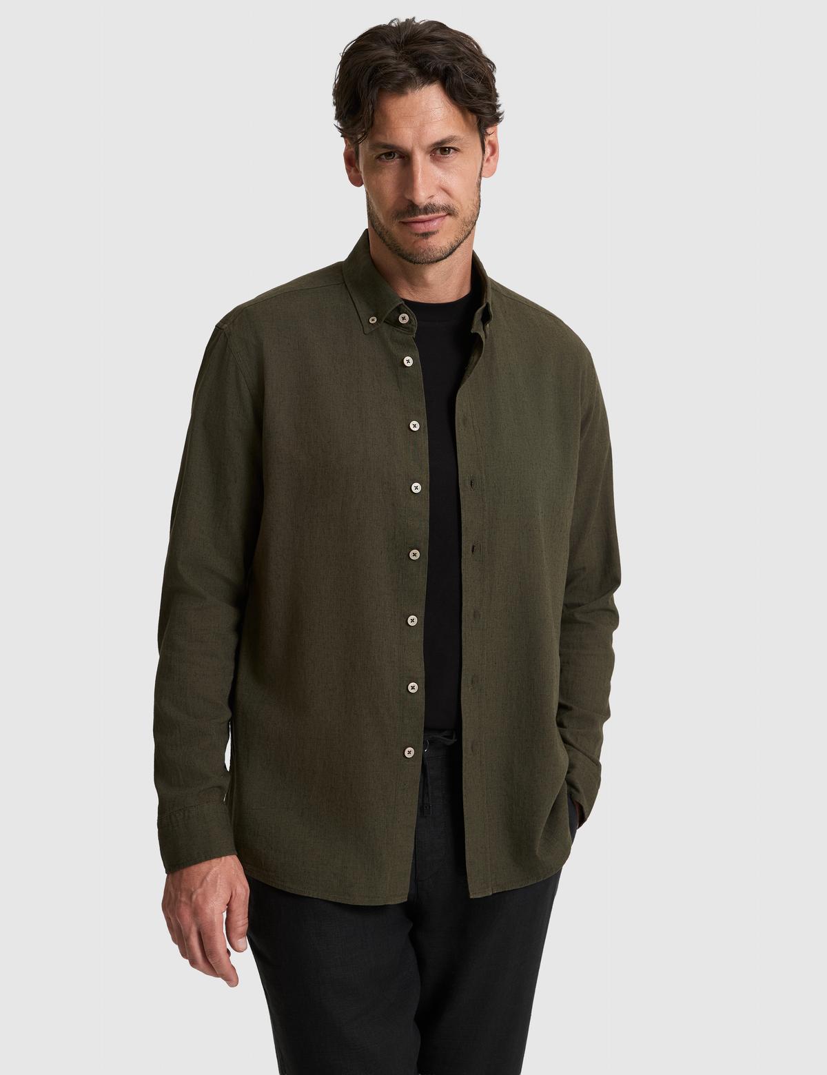 Haki Regular Fit Uzun Kollu Gömlek