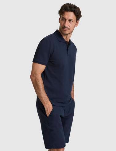 Lacivert Slim Fit Düğmeli Polo Yaka Tişört