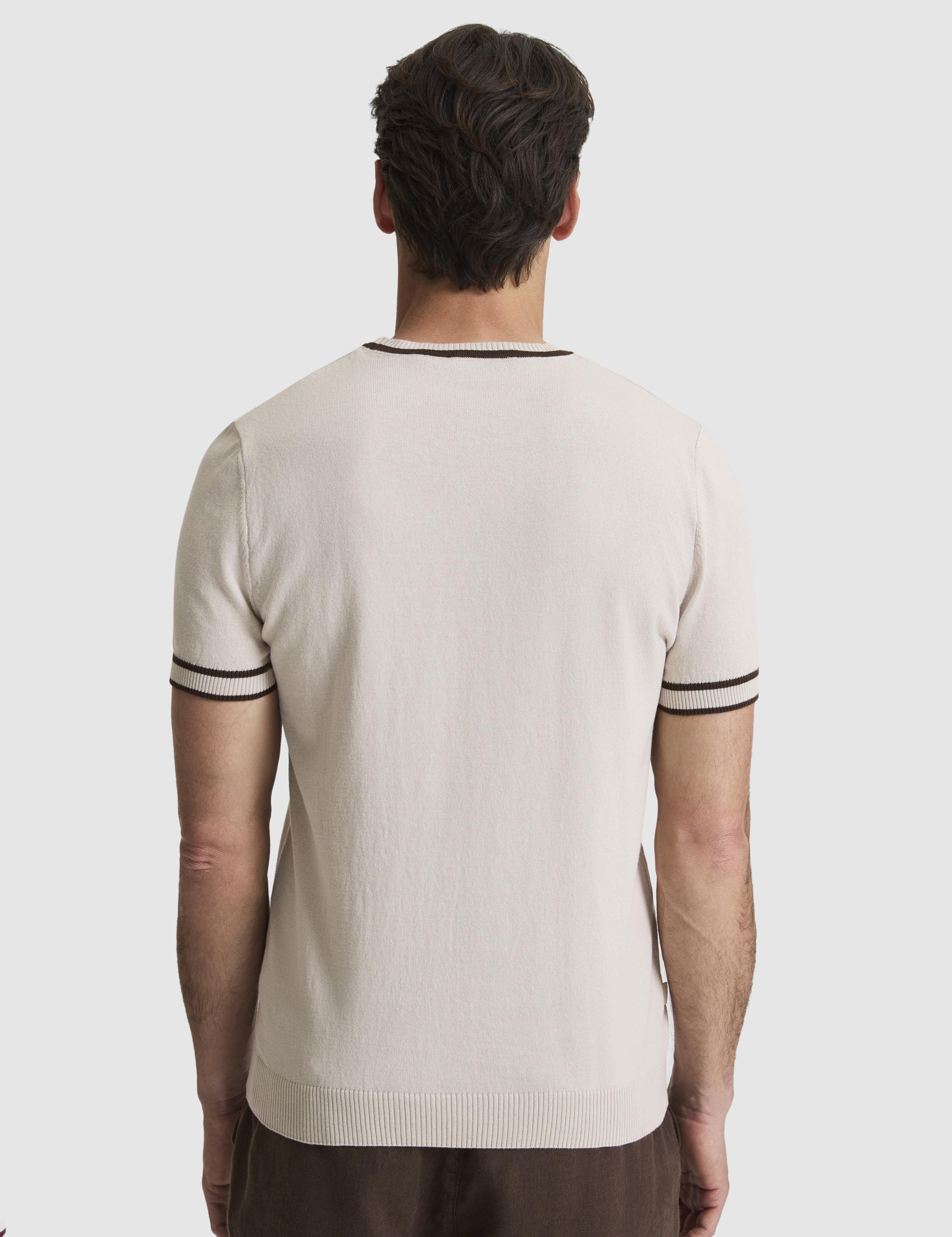 Koyu Bej Slim Fit Bisiklet Yaka Triko Tişört