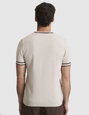 Koyu Bej Slim Fit %100 Pamuk Bisiklet Yaka Triko Tişört