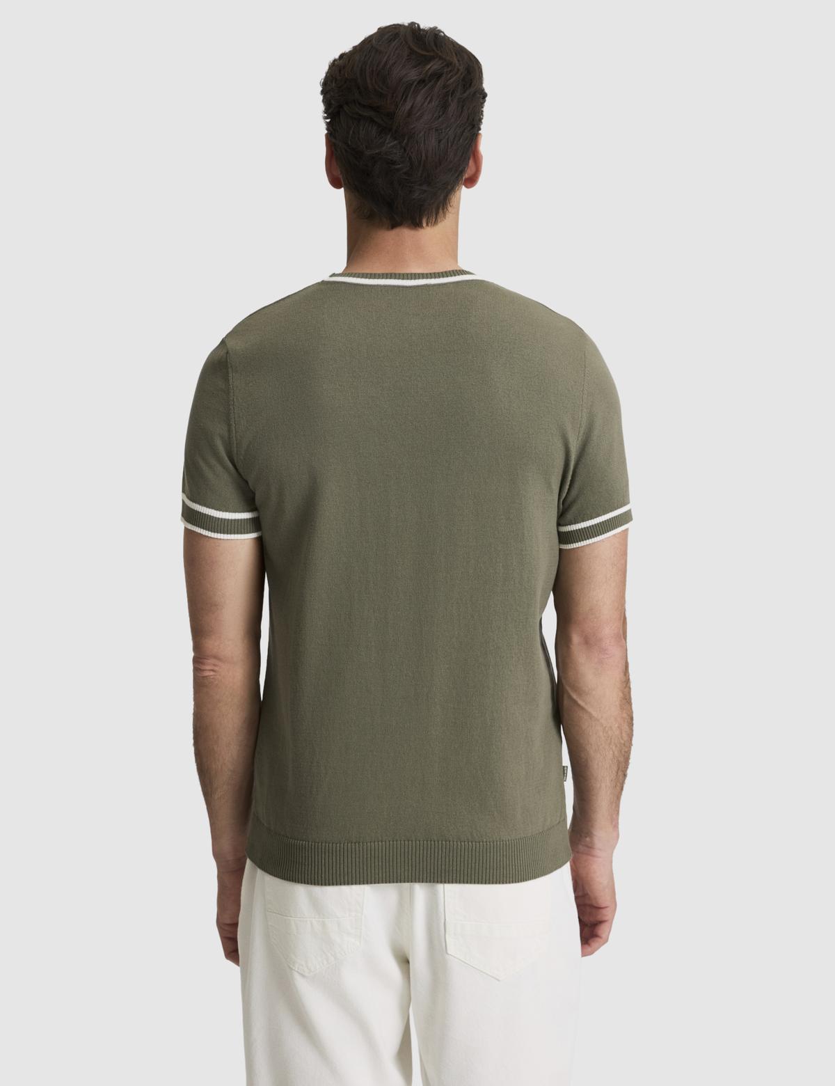 Haki Slim Fit Bisiklet Yaka Triko Tişört - 50328164009