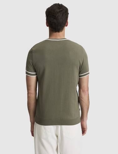 Haki Slim Fit %100 Pamuk Bisiklet Yaka Triko Tişört